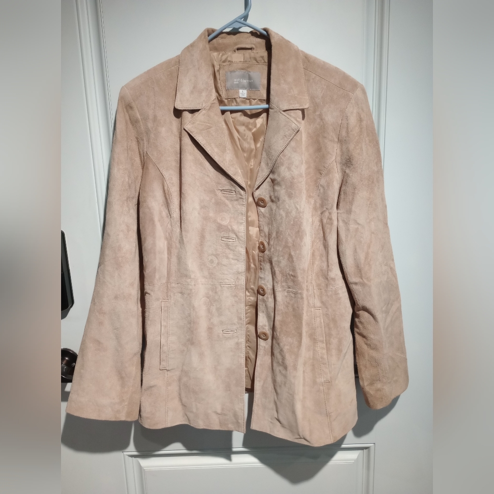 Croft & Barrow suede jacket blazer women's size large camel color